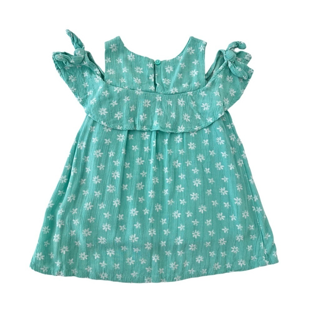 Cat & Jack Teal & White Floral Ruffle Kids Dress | Baby Girl 18 Months - Picture 3 of 6